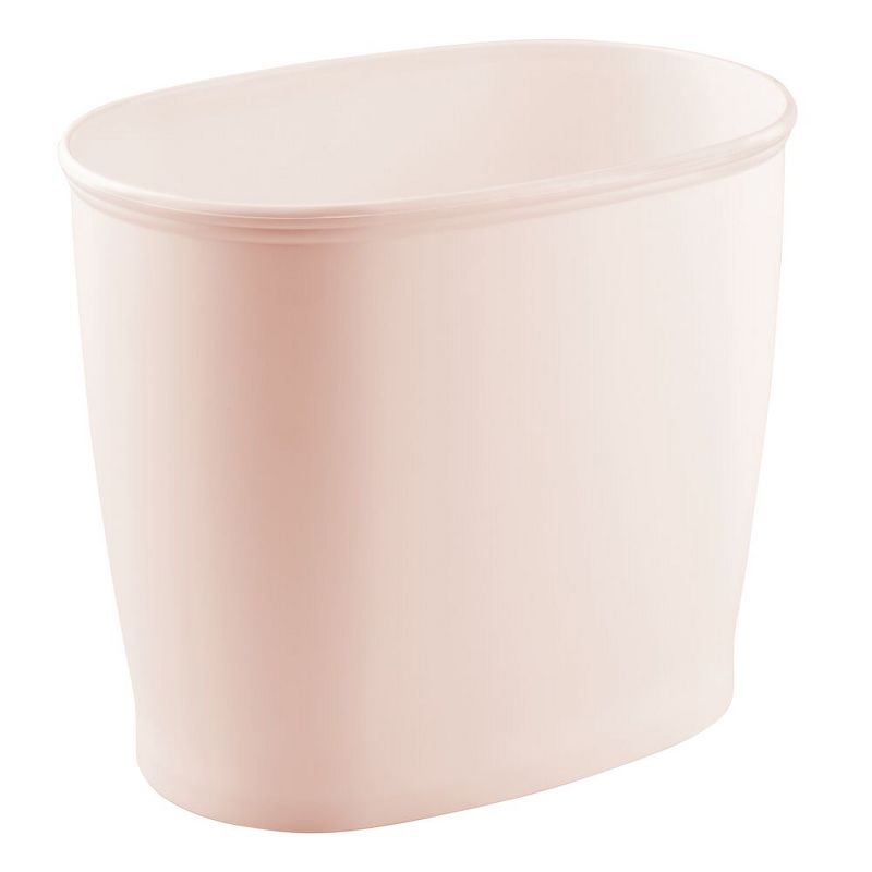mDesign Small Plastic Oval Trash Can Garbage Wastebasket, 2 Pack - Light Pink