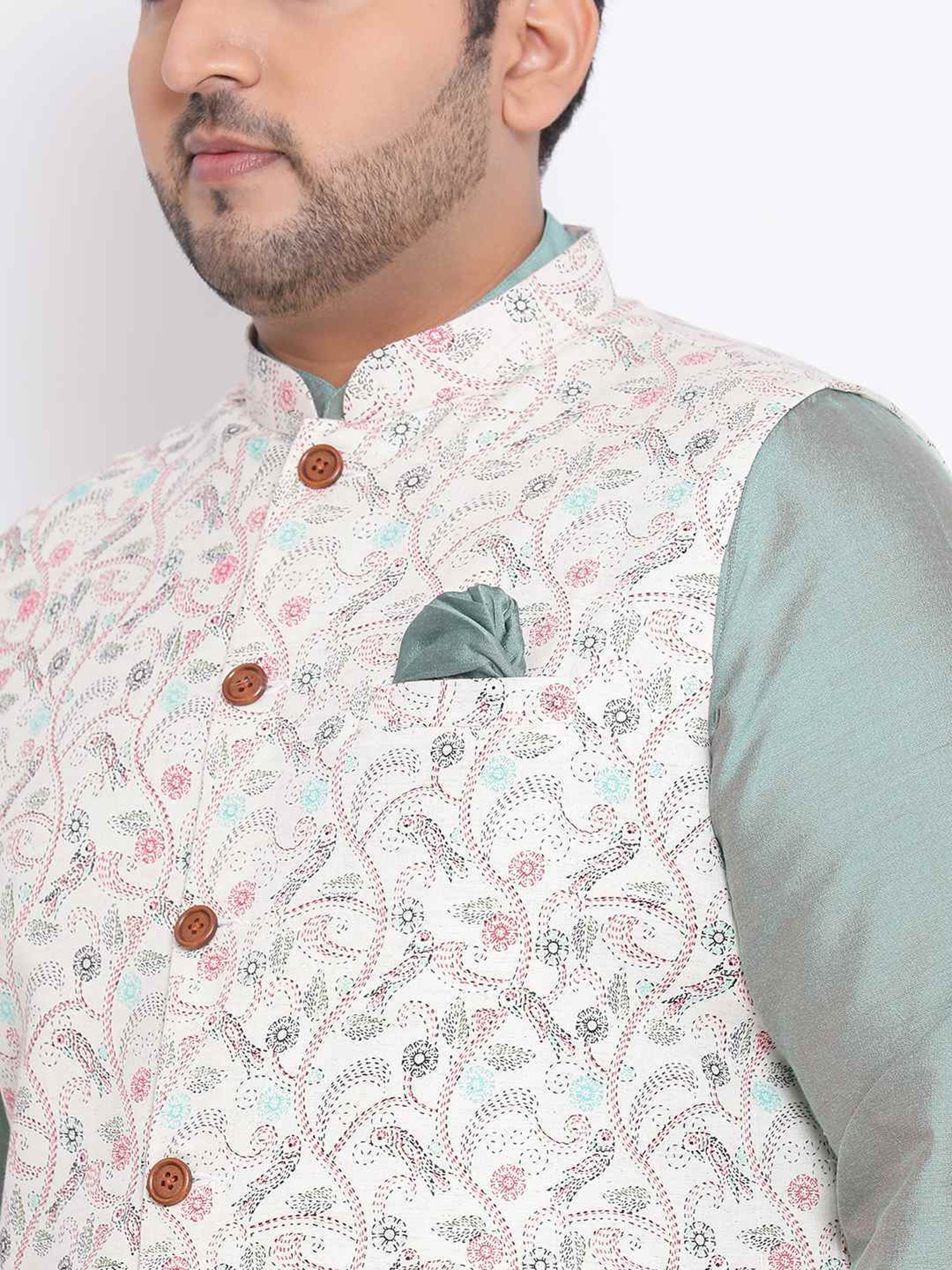 Sanwara Sea Green & White Cotton Regular Fit Chikankari Kurta Bottom Set