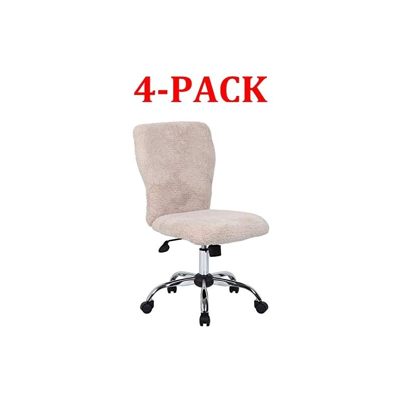 B220-FCRM Tiffany Fur Make-Up Modern Office Chair in Cream (4-Pack)