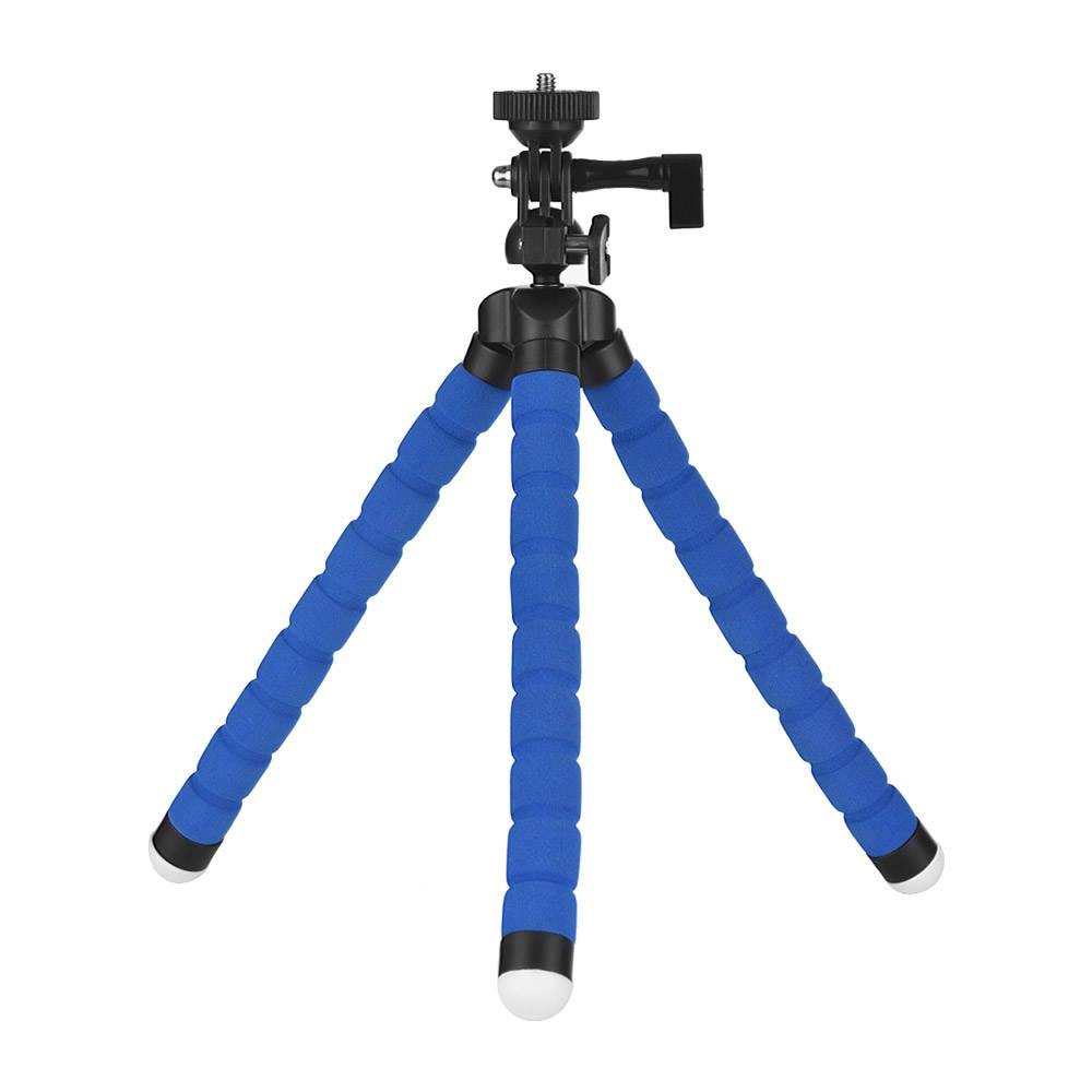 Flexible Sponge Octopus Tripod Stand Holder with Smartphone Clip 1/4 Inch Screw 360 Degree Rotation for iPhone Huawei Samsung GoPro Camera Video Camera
