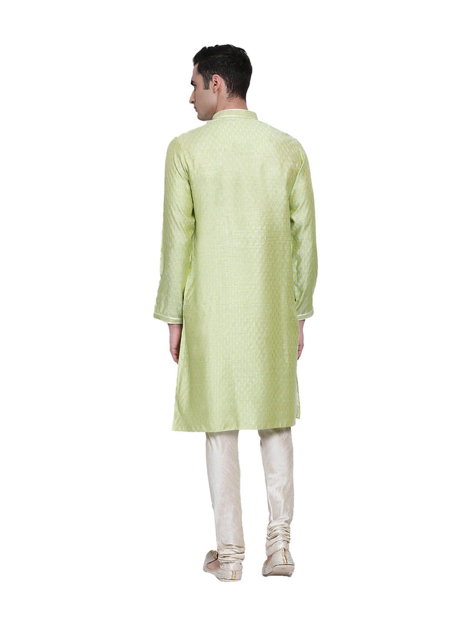 Sanwara Green Embroidered Mandarin Collar Kurta & Pyjama Set