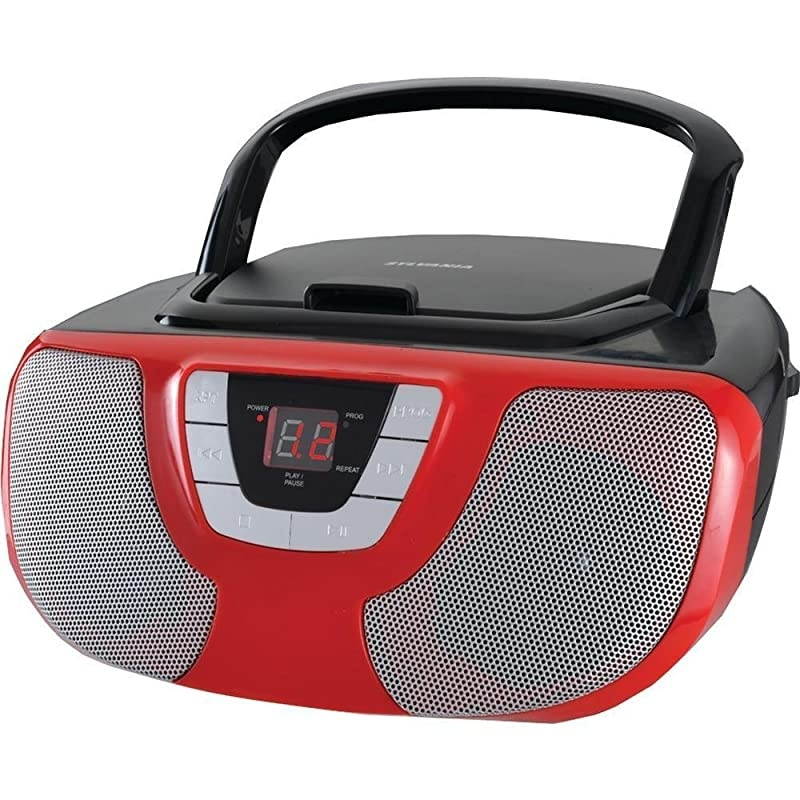 Portable CD Player Boom Box with AMFM Radio Red