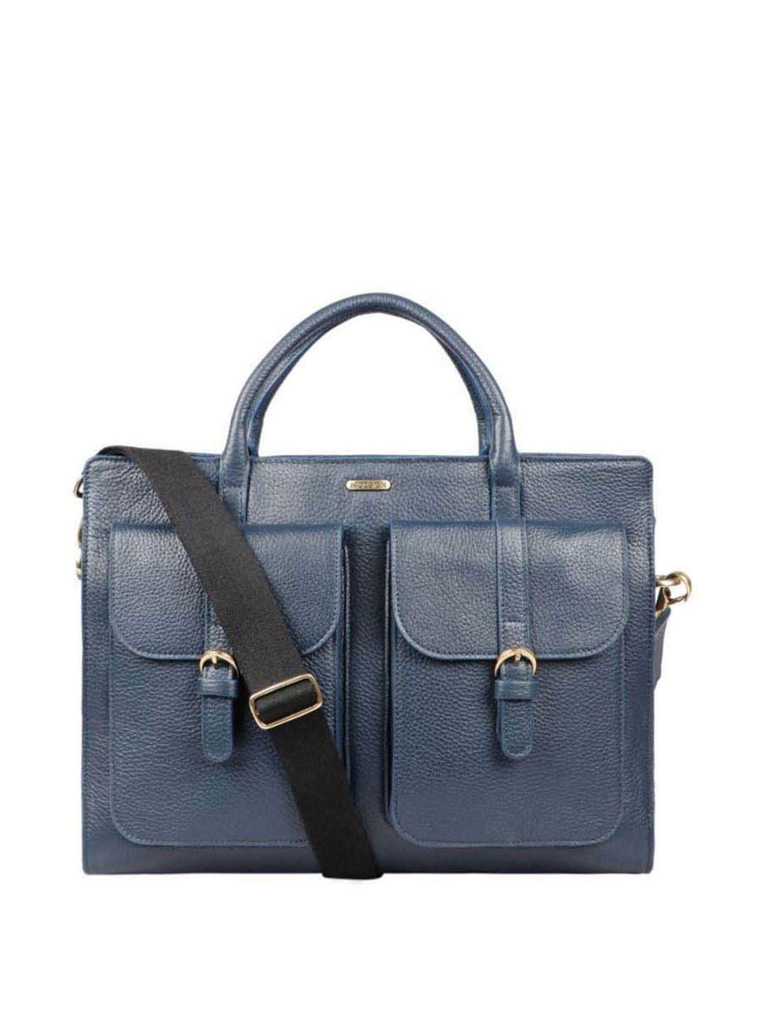 Hidesign Palo Alto Burbank-Andora Blue Leather Large Messenger Bag
