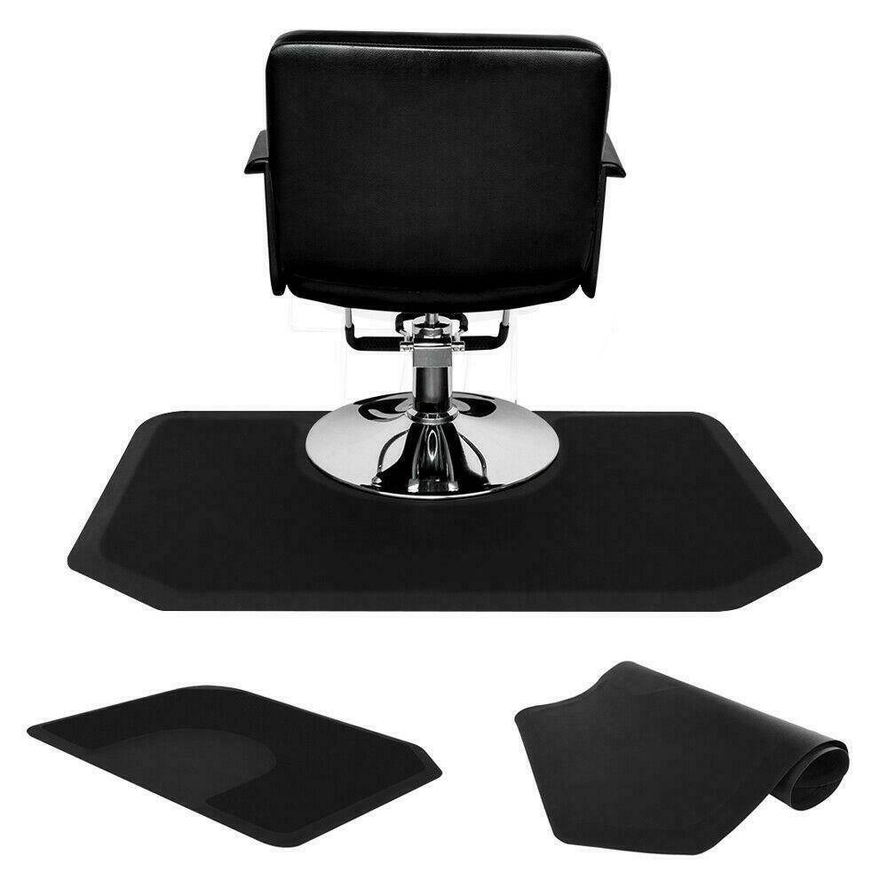 Black 5'x4' 1/2" Thick Barber Salon Anti Fgue Floor Mat Semi Hexagon