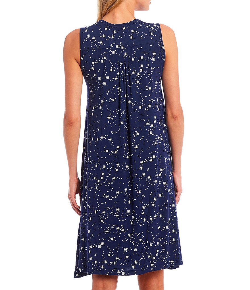 Papinelle Kate Star Print Modal Pleat Front Scoop Neck Sleeveless Nightgown