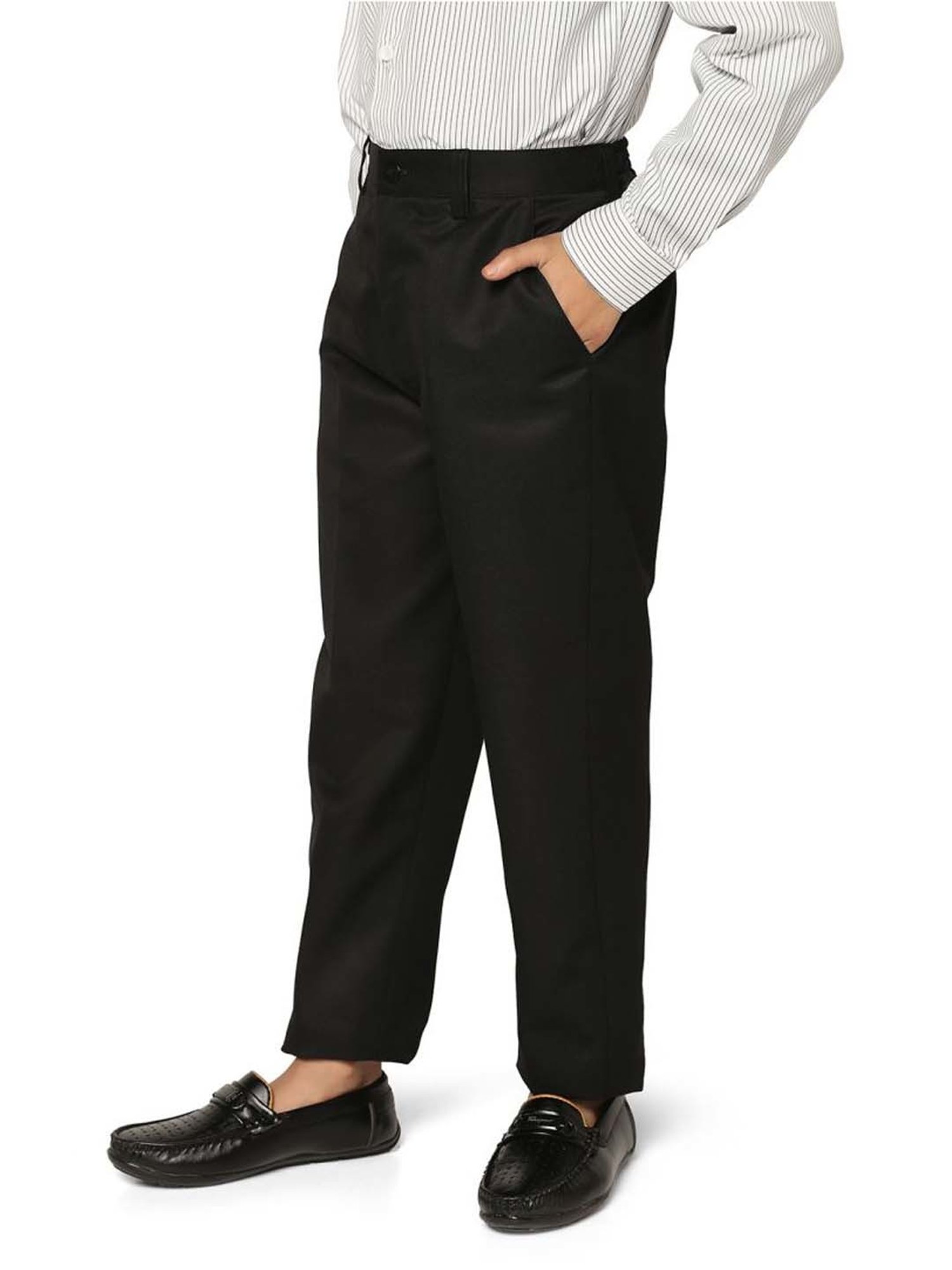 TAHVO Boys Black Slim Fit Trousers