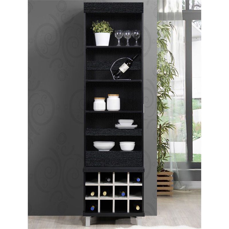 Tall Standing Wine Hutch in Black - Hodedah