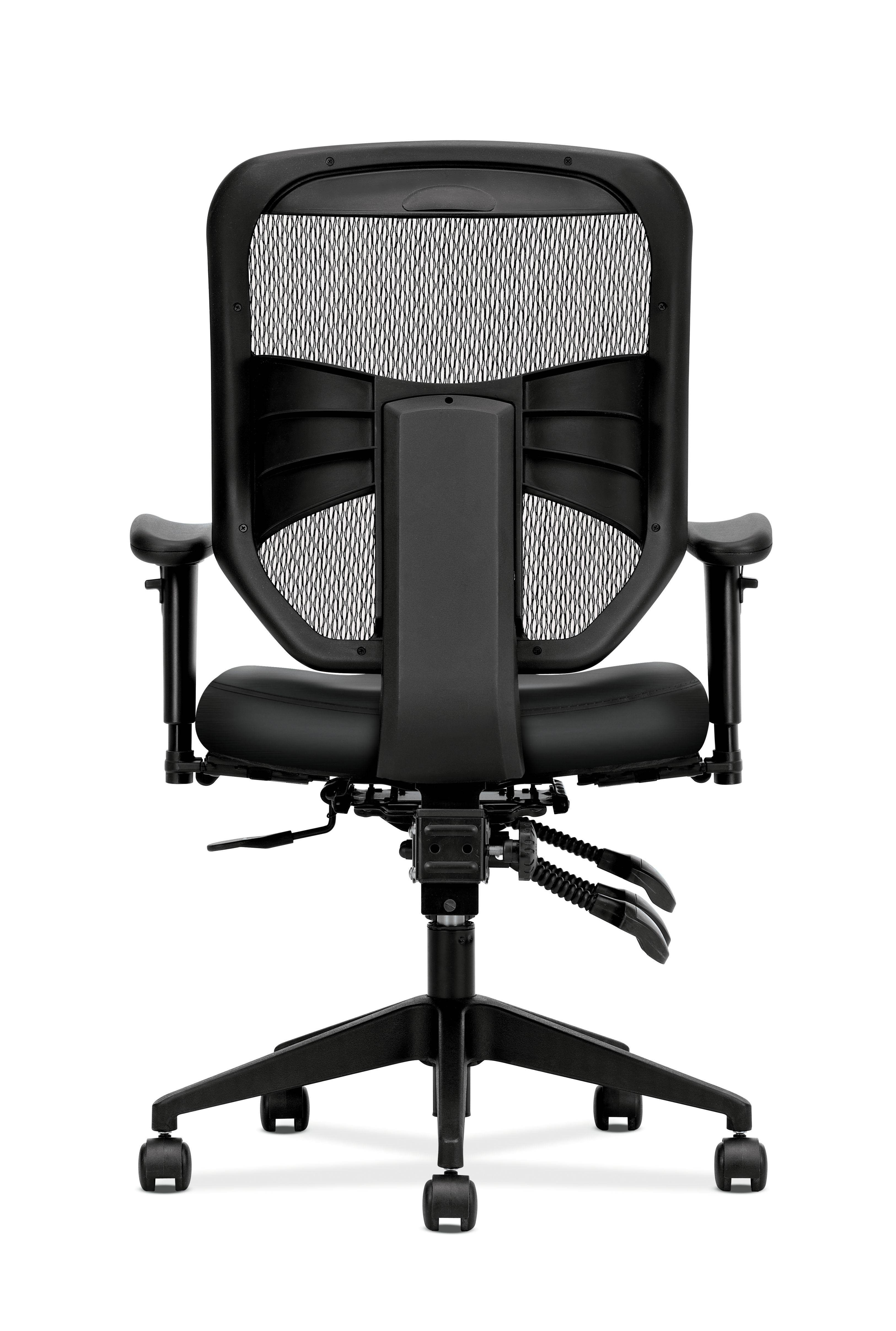 Prominent Mesh High-Back Task Chair Seat Glide 2-Way Arms Black Leather