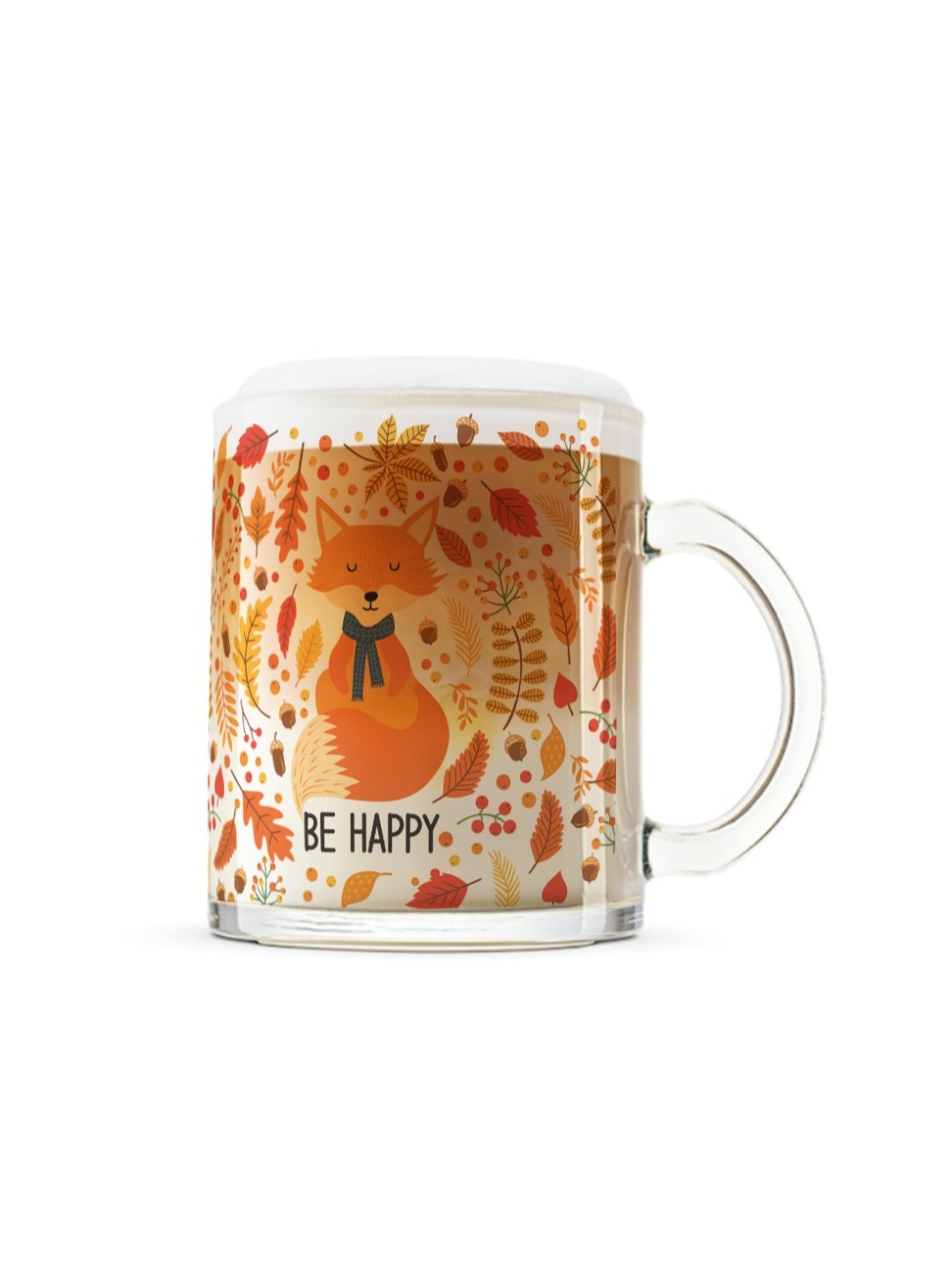 Gathari Be Happy Transparent Glass Coffee Mug