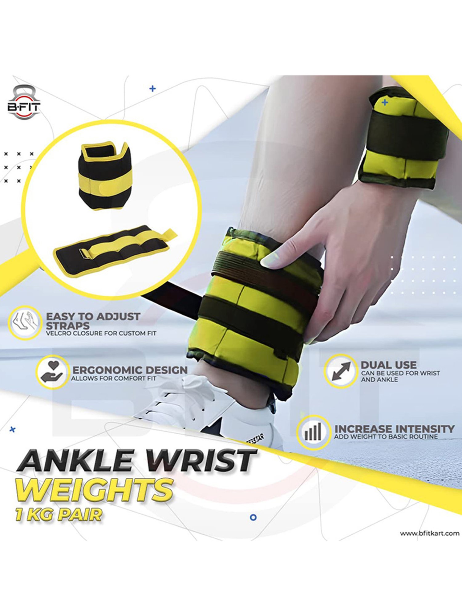 B Fit Fully Adjustable Ankle/Wrist Weight (Black)