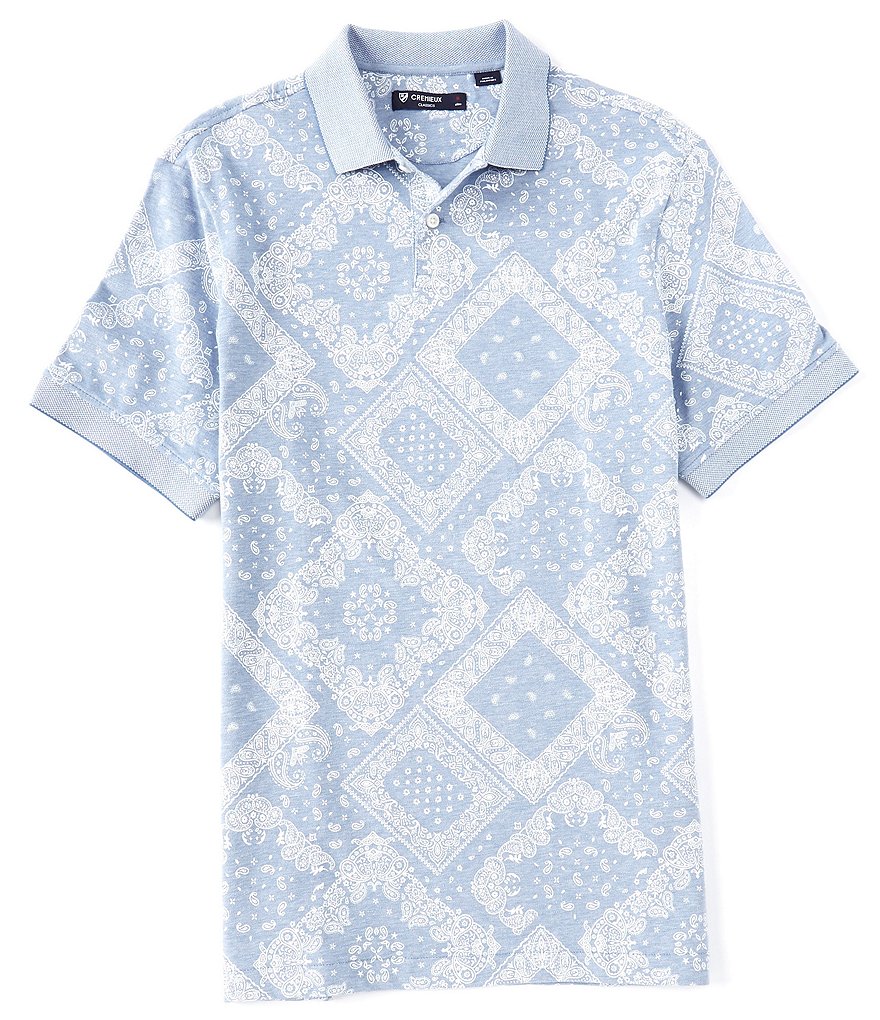 Cremieux Bandanna Print Oxford Pique Short-Sleeve Polo Shirt