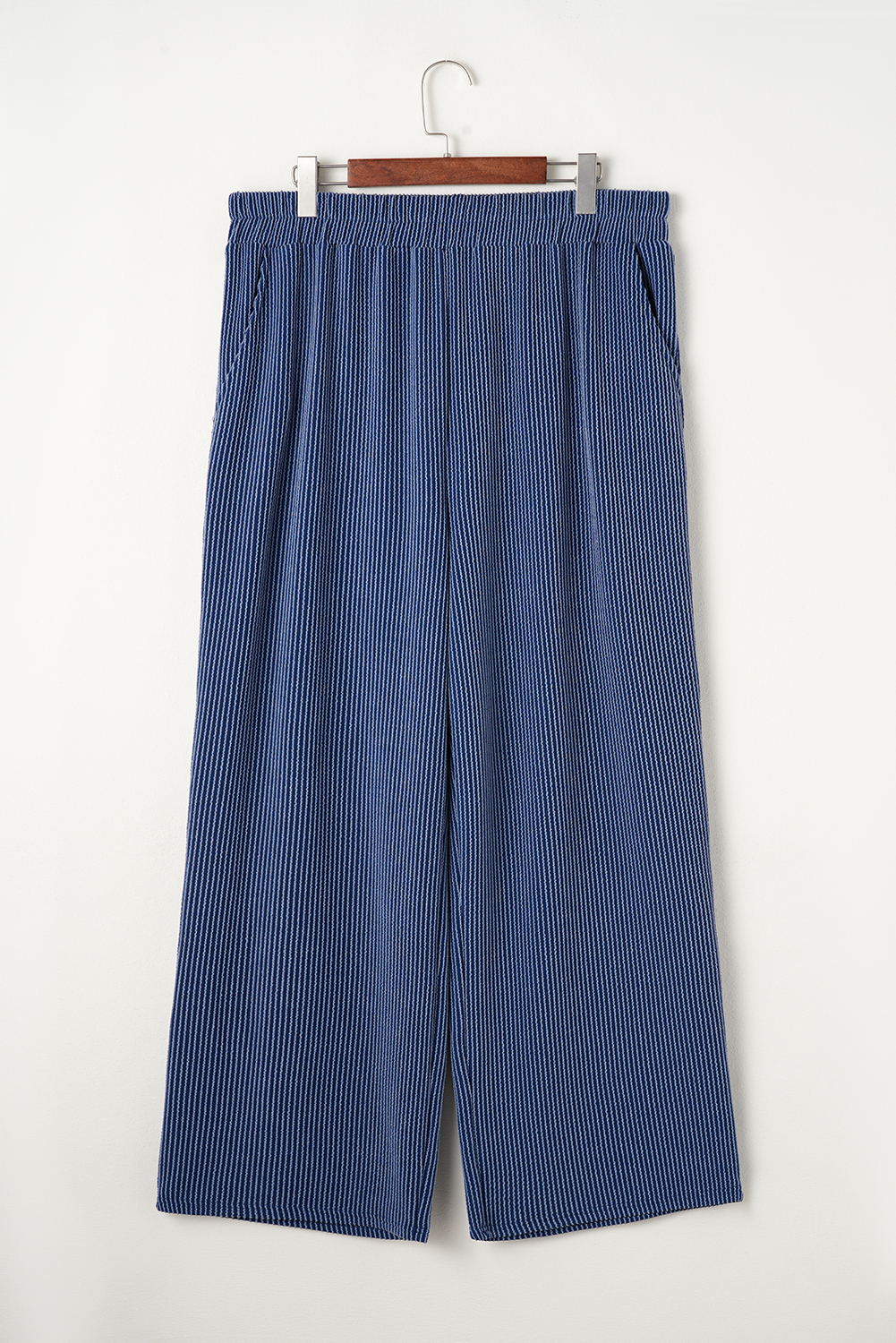 Rose Red Solid Waffle Knit Plus Size Two Piece Shorts Set