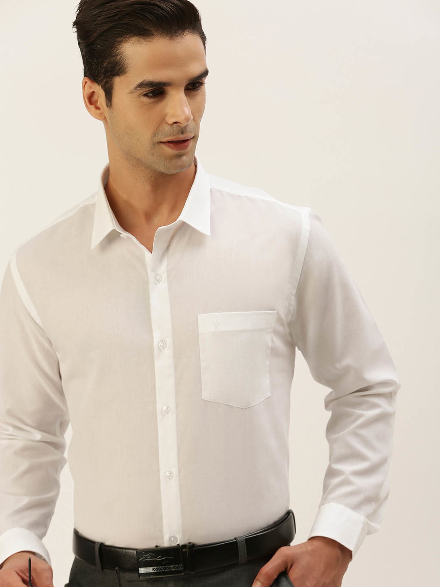 Ramraj White Cotton Regular Fit Shirt