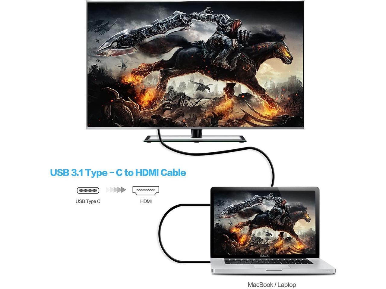 USB-C To HDMI  Adapter Display Cable Universal Compatible Type C to HDMI 6ft 4K@60Hz