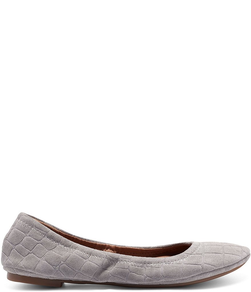 Lucky Brand Emmie Croco Embossed Suede Leather Ballet Flat
