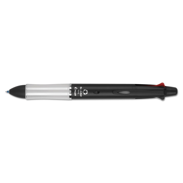 Pilot Dr. Grip 4 + 1 Multi-Function Pen/Pencil 4 Assorted Inks Black Barrel