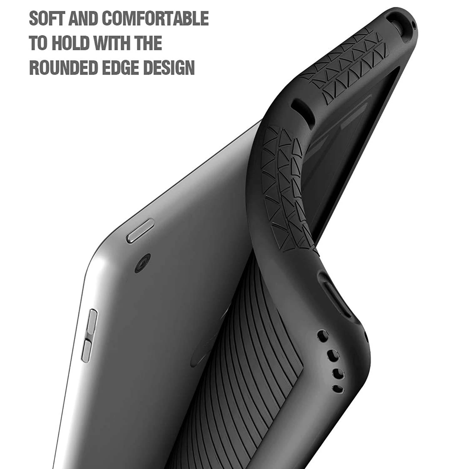 Poetic TurtleSkin New iPad 9.7 Inch 2017/2018 Cover Case with Heavy Duty Protection Silicone and Sound-Amplification Feature for Apple iPad 9.7 2017 / iPad 9.7 2018 Black