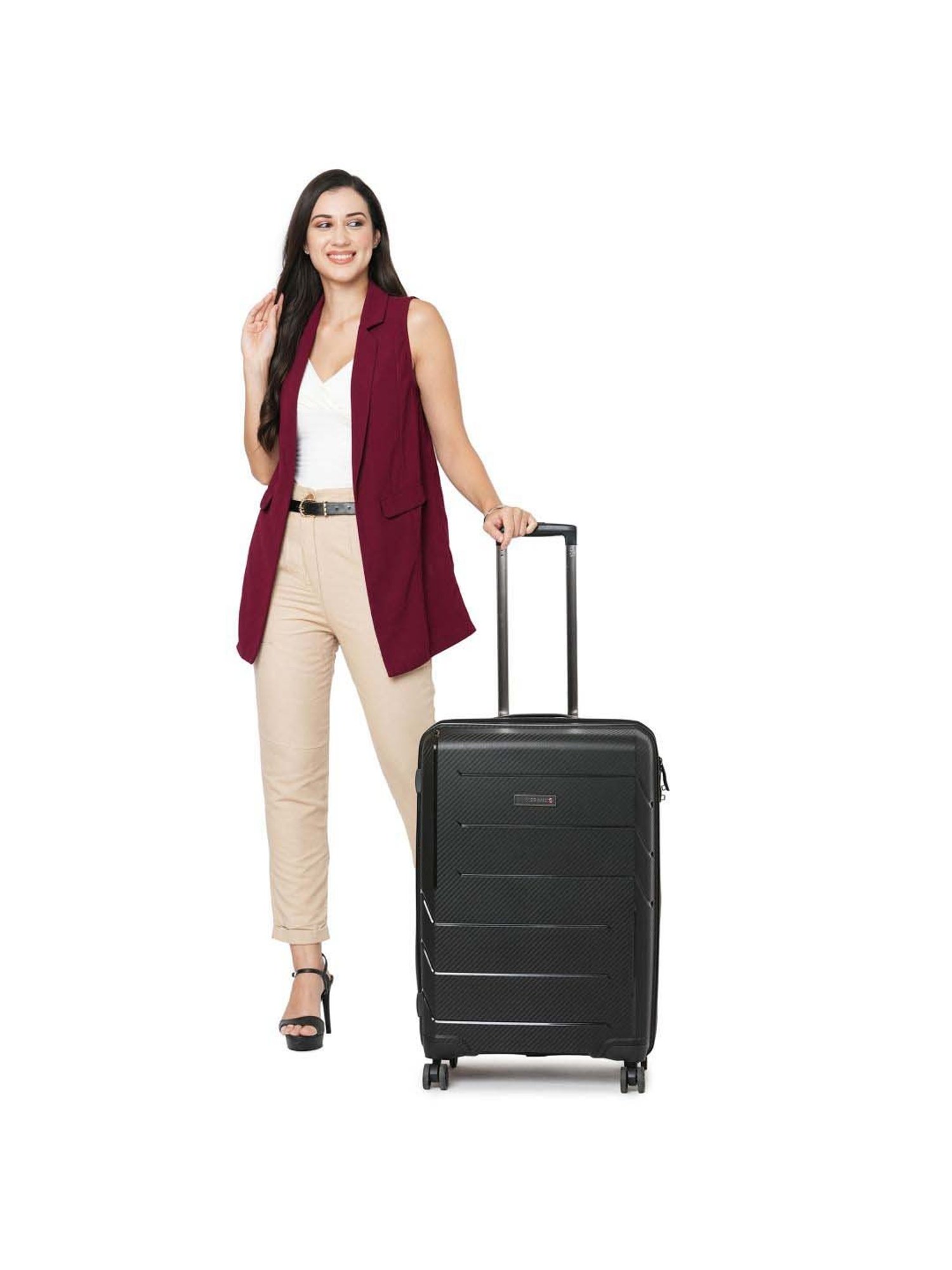 Swiss Brand Matterhorn Black Medium Hard Trolley Bag - 25 cm