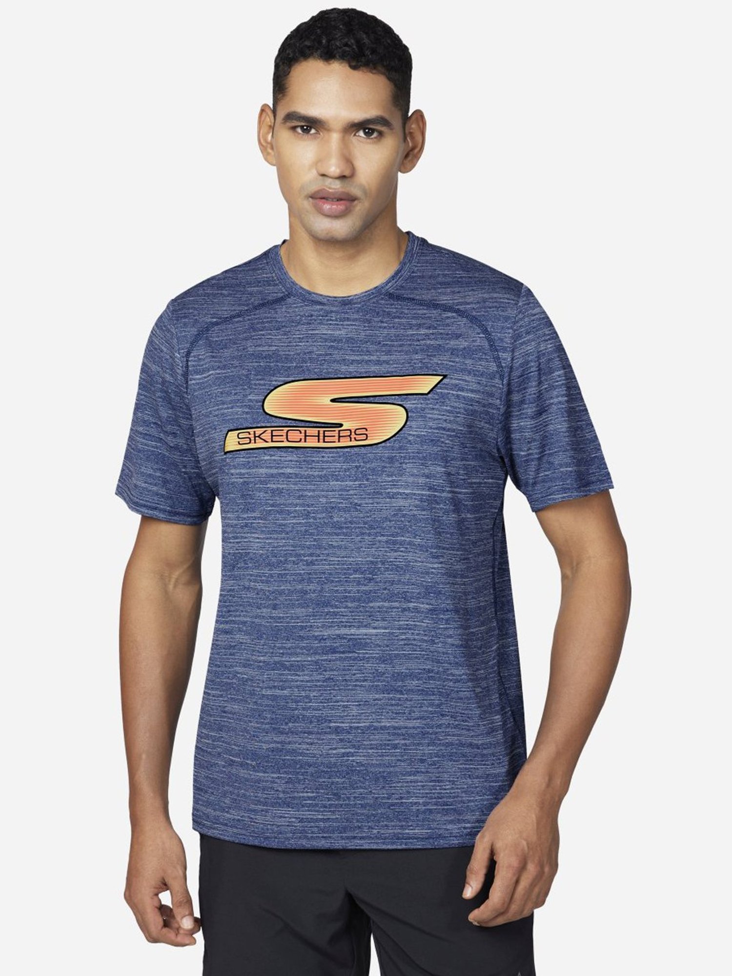 Skechers Blue Regular Fit Printed T-Shirt