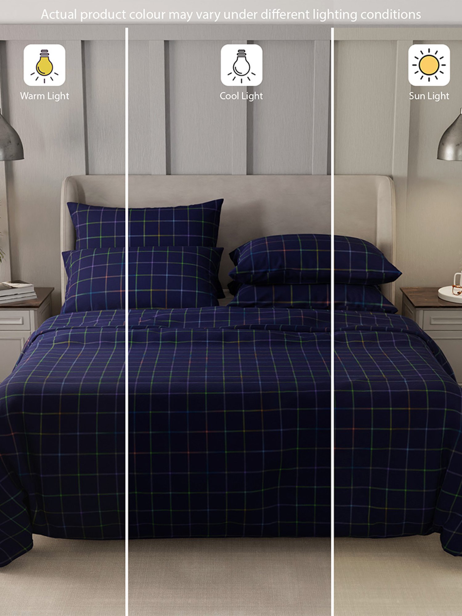 Stoa Paris Urbain Geometric Dark Blue 230 TC Microfibre King Duvet Cover with 4 Pillow Covers