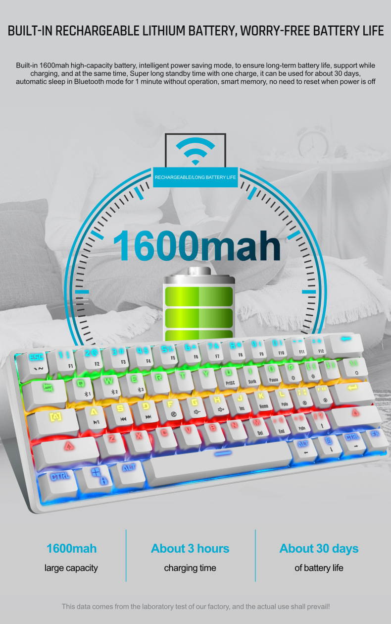 LEAVEN 61-key wired/wireless dual-mode bluetooth mechanical keyboard tablet phone mechanical bluetooth keyboard