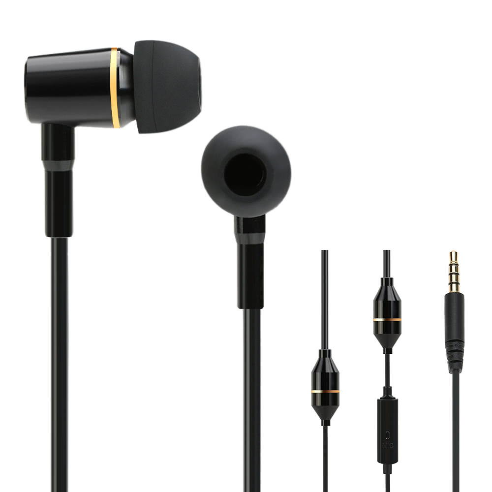 FC12 Stereo Music Headset Air Tube 3.5mm Anti-radiation Earphone In-ear Headphone Radiation Free Noise Reduction Line Control with Mic Black for Smart Phones Desktop Notebook Tablet PC