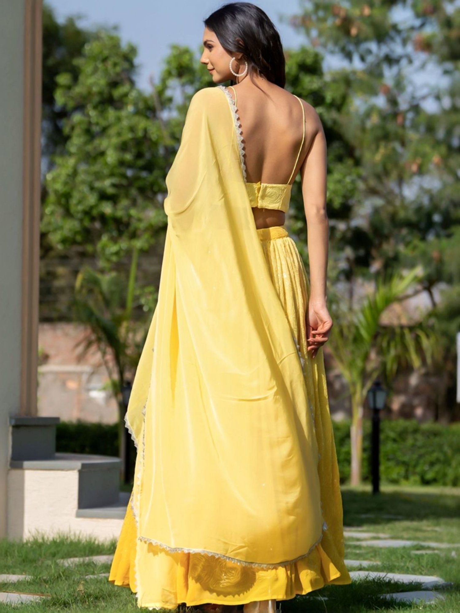 HOUSE OF JAMOTI Yellow Embellished Lehenga Choli Set With Dupatta