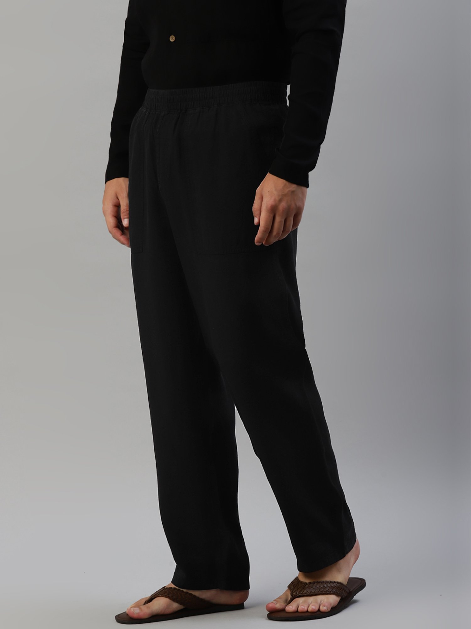 Slowave Black Regular Fit Nightwear Pyjamas