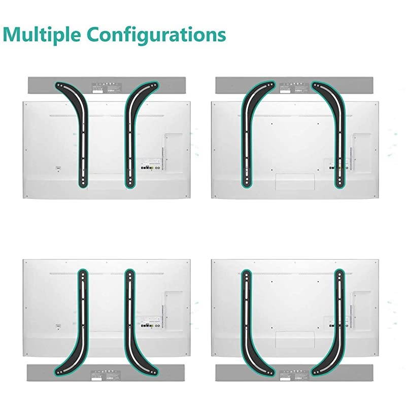 Universal Sound Bar Mount Bracket for Mounting Above or Under TV, Fits 32 to 70 inch TVs, 33 lbs. Weight Capacity (SBR201), Black