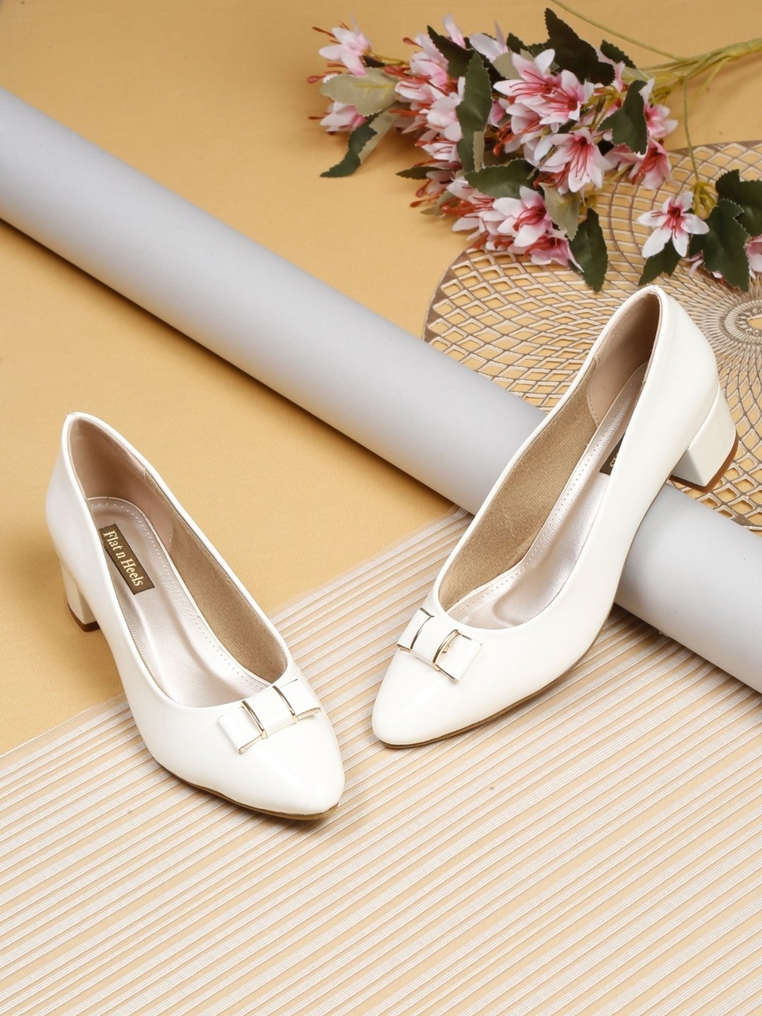 Flat N Heels Women's White Casual Pumps
