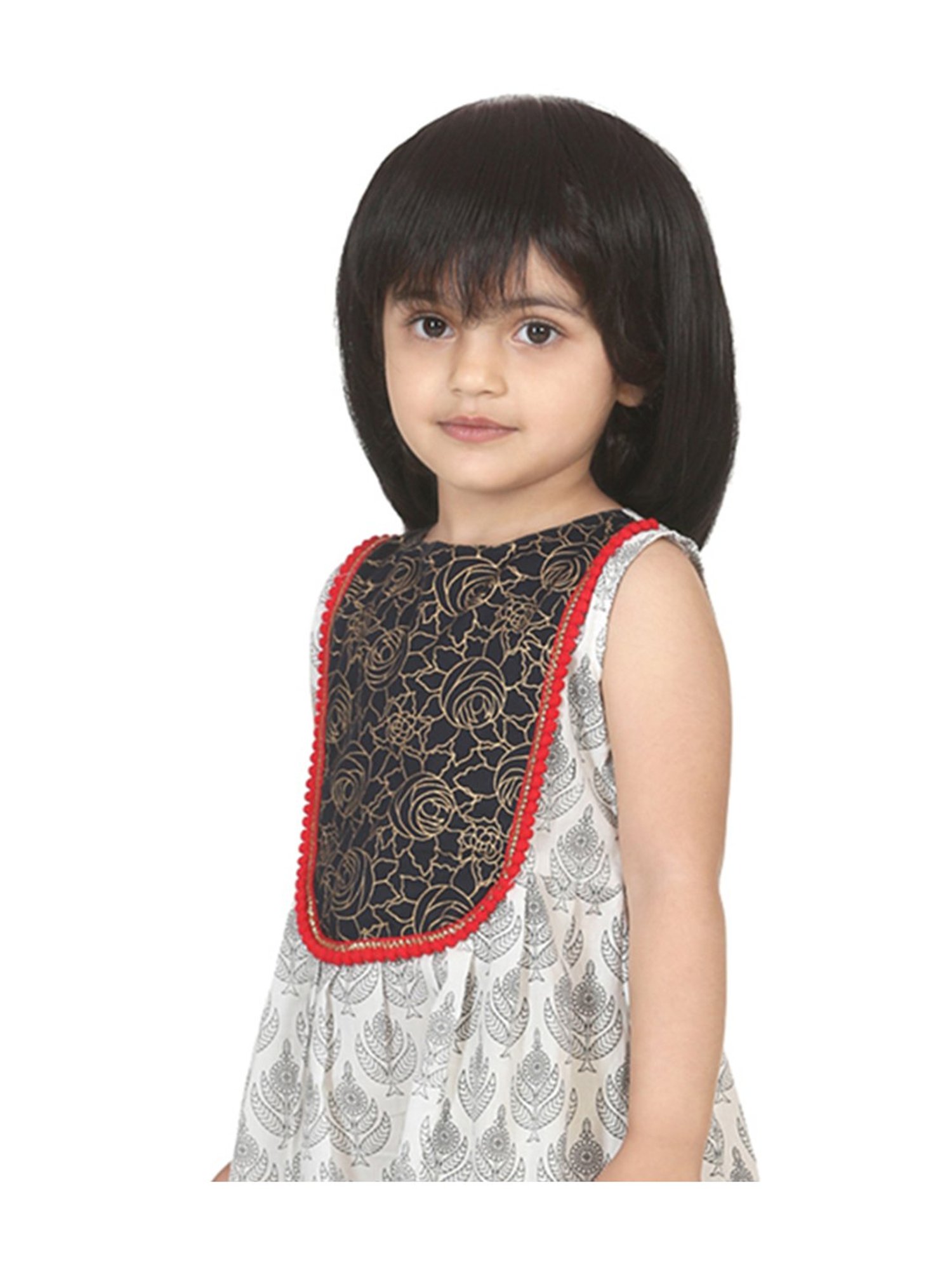 BownBee Kids White Cotton Printed Frock