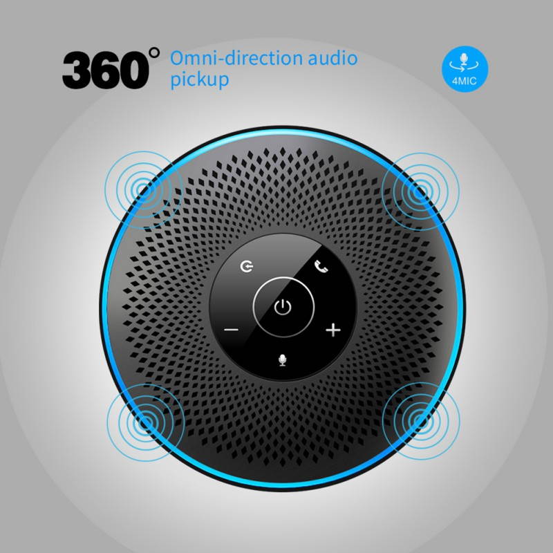 360&deg; Bluetooth Speakerphone, 4 Mics, Enhanced Voice Pickup, 24H Call Time, Bluetooth 5, USB 2.0, Zoom Certified Bluetooth Conference Speaker, Compatible with Leading Platforms For Home Office