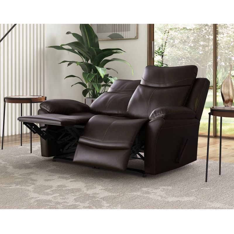 Aaron 2 Seat Wall Hugger Recliner Loveseat Renu Leather Coffee Brown - ProLounger
