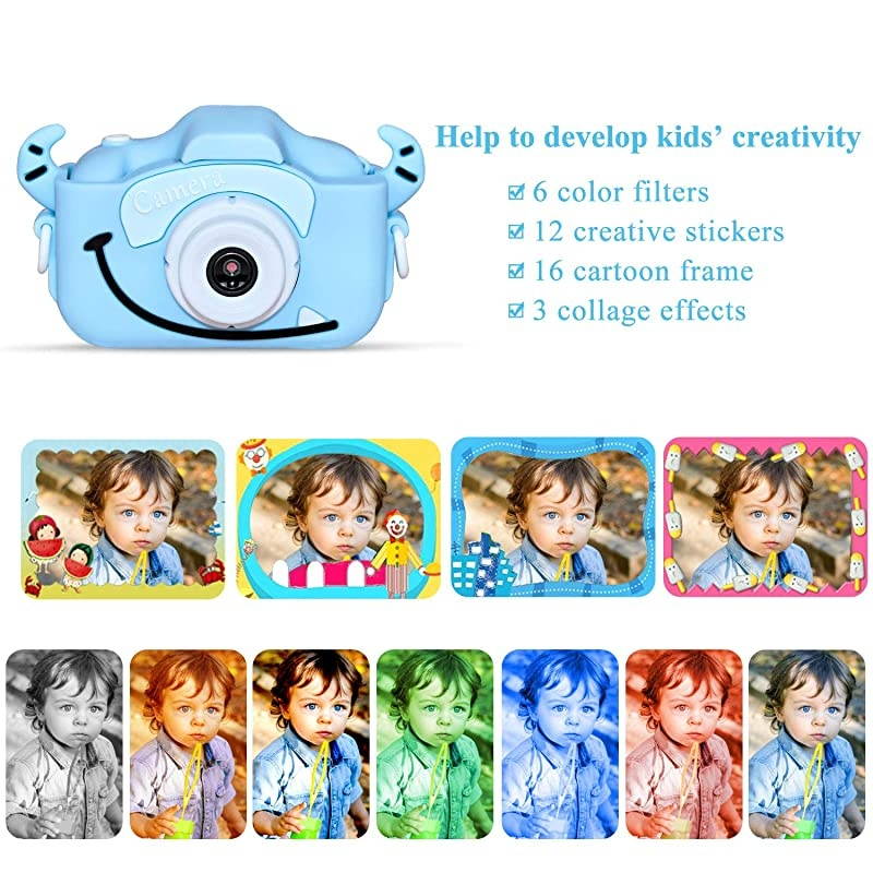 Kids Camera  Q1 Digital Video Camcorder Action Camera Rechargeable with 8G SD Card 2.0&rdquo; for 3-12 Year Old Boys and Girls Birthday Festival Gift