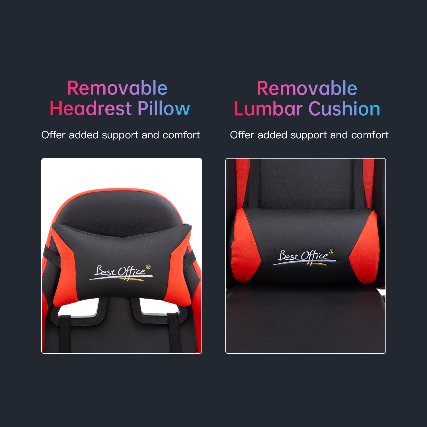 PC Gaming Chair Racing Chair Ergonomic Computer Chair with Lumbar Support Headrest Armrest Task Rolling Swivel Desk Chair PU Leather E-Sports Adjustable Office Chair Red