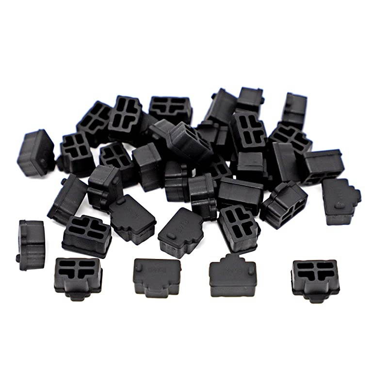 125 Pcs Black Ethernet Hub Port RJ45 Anti Dust Cover Cap Protector Plug