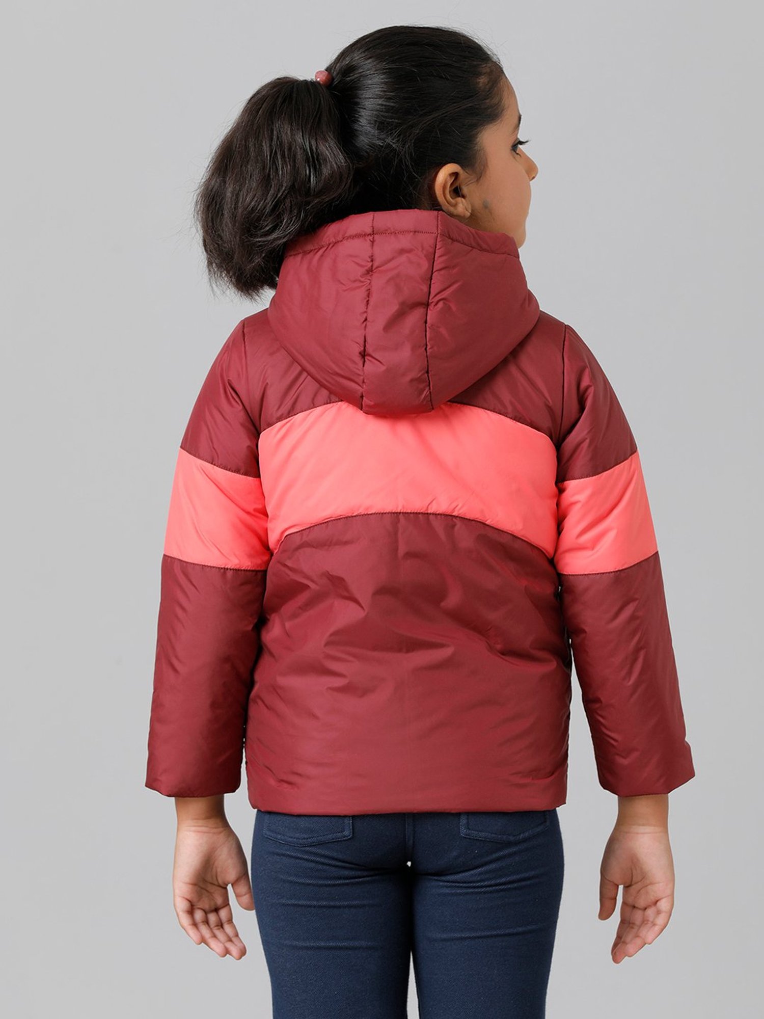 Under Fourteen Only Kids Maroon Quilted Full Sleeves Jacket