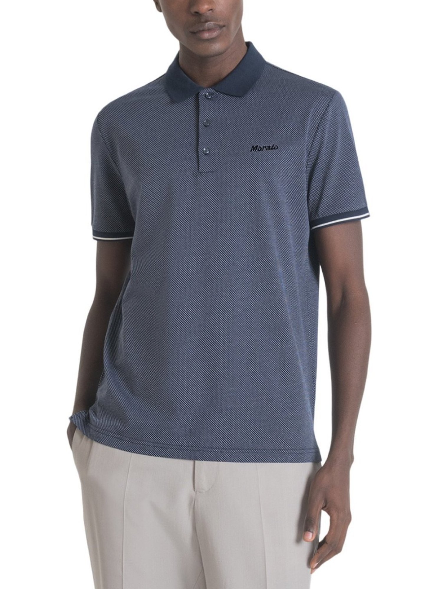 Antony Morato Blue Cotton Slim Fit Polo T-Shirt