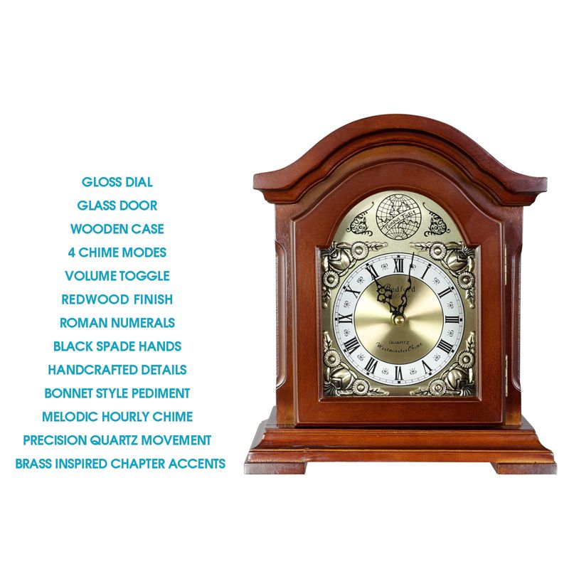 Clock Collection Redwood Mantel clock with Chime
