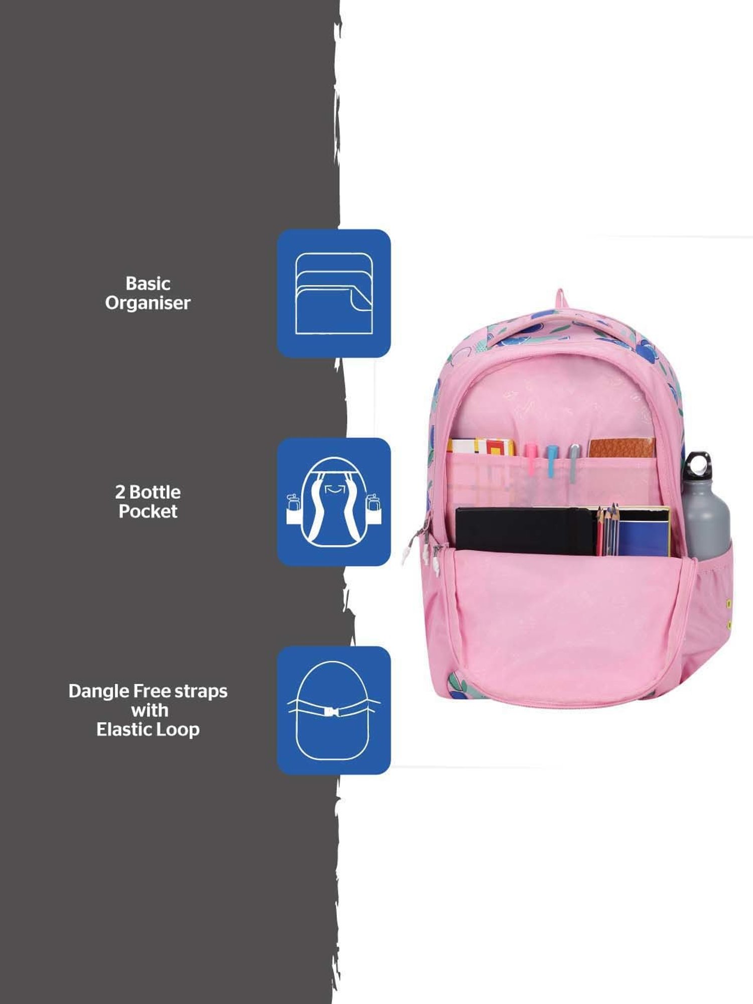 Wiki 29.5 Ltrs Pink Medium Backpack