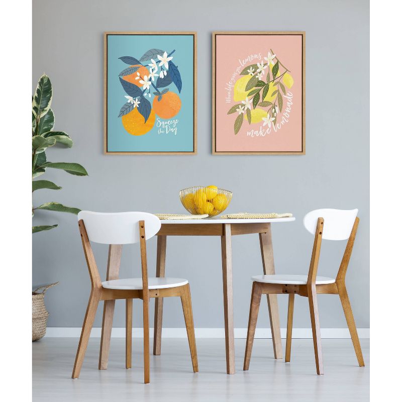 18" x 24" Sylvie 561 Lemons Framed Canvas by Mia Charro Natural - Kate & Laurel All Things Decor