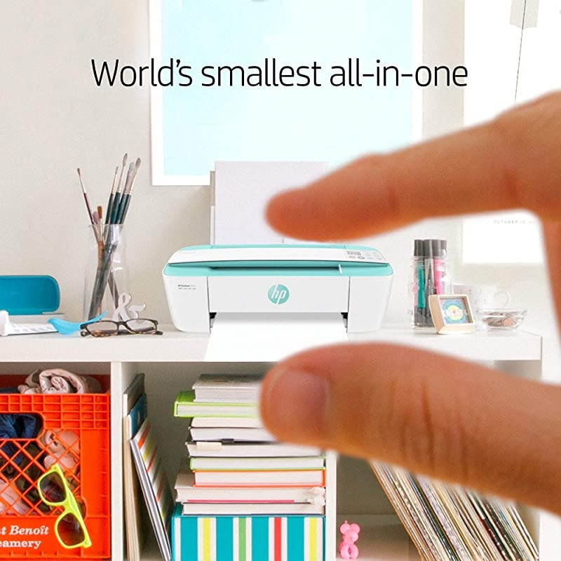 DeskJet 3755 Compact AllinOne Wireless Printer with Mobile Printing Instant Ink amp  Dash Replenishment ready Seagrass Accent J9V92A Renewed