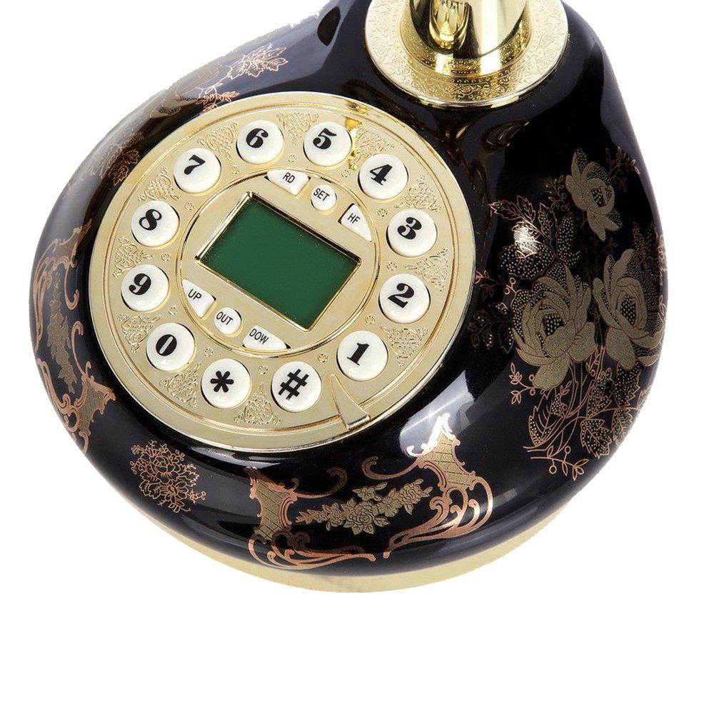 TelPal Corded Old Fashion Antique Landline Telephone Decor 1960, Wired Home Office Telephone Decor System, Ceramic Antique Style ( Black )