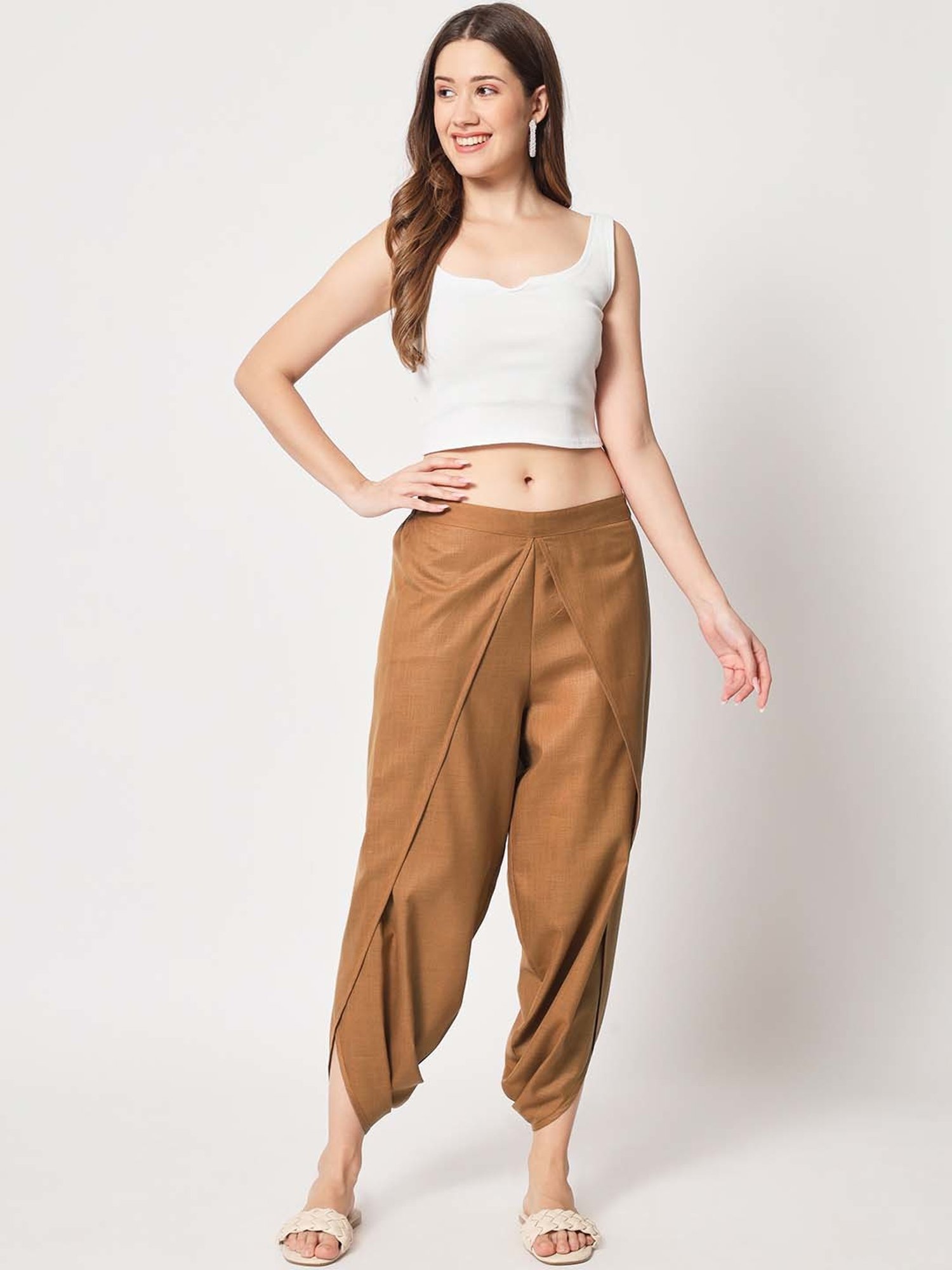 9rasa Brown Cotton Dhoti Pants