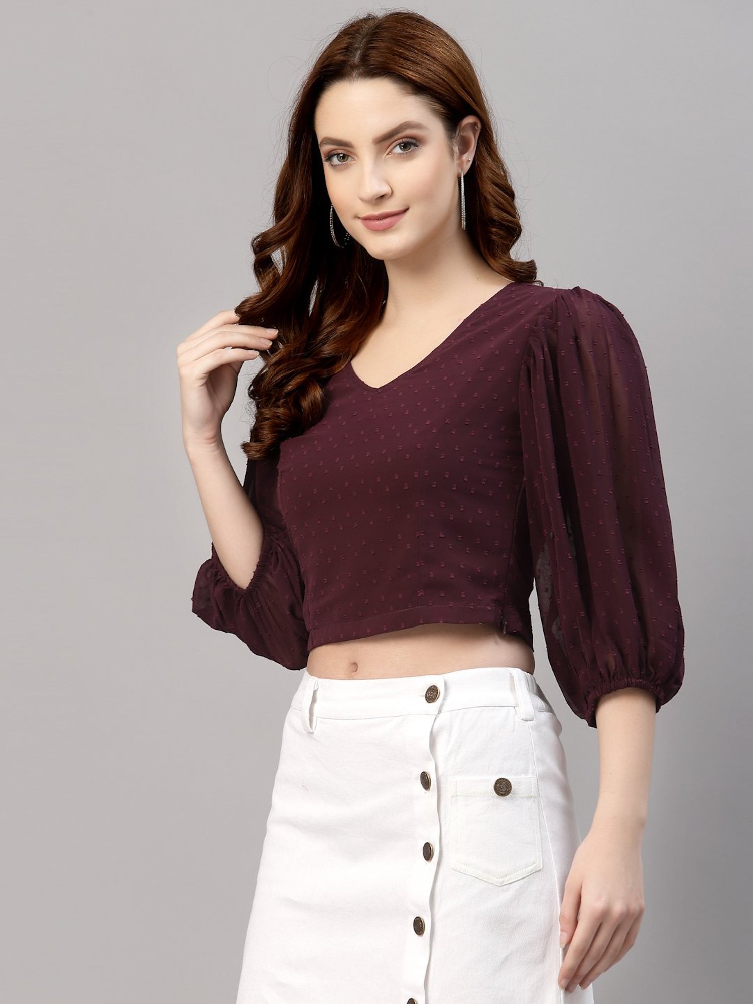 NEUDIS Wine Textured Crop Top