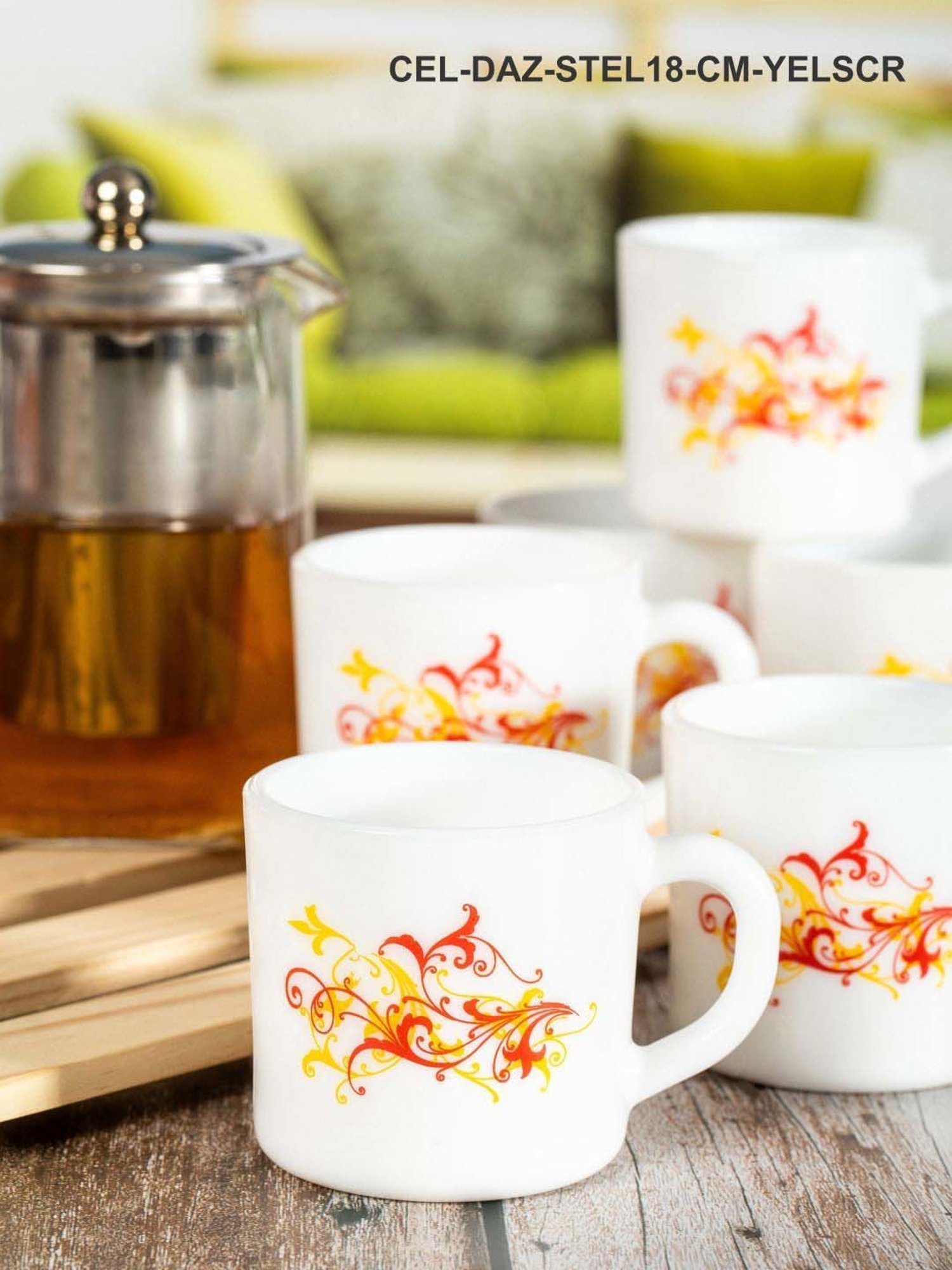 Cello Dazzle Stella Multicolor Glass Coffee Mug (0.18 L) - Set of 6