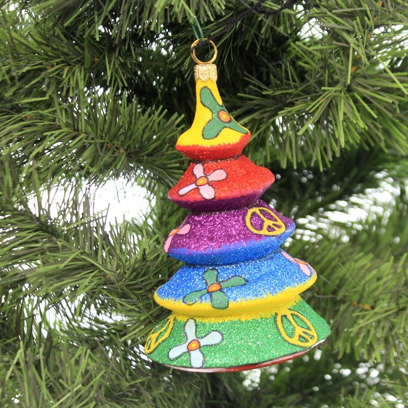 Joy To The World 4.5" Tie Dye Tree Ornament Glitterazzi Rainbow  -  Tree Ornaments