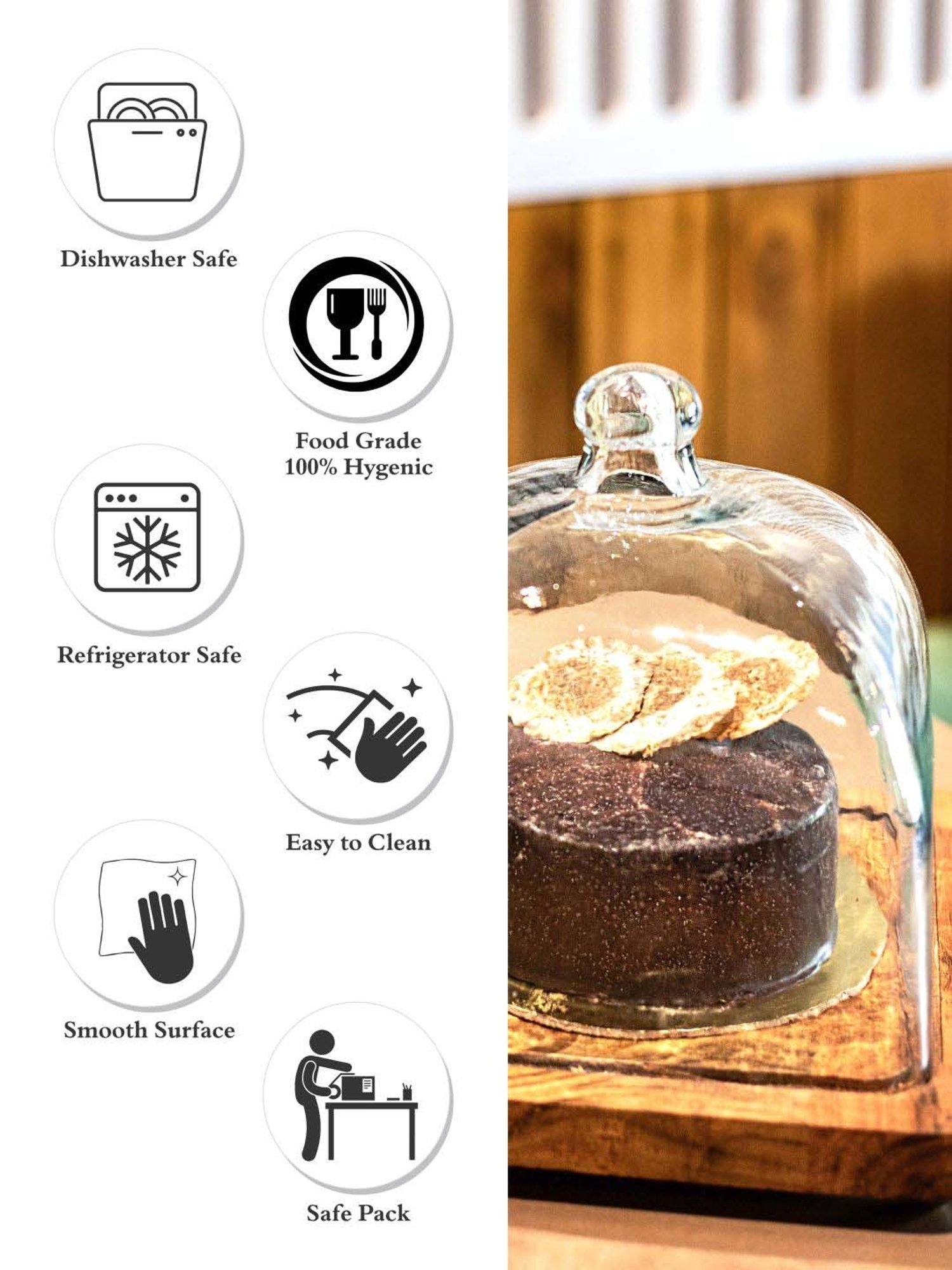 Goodhomes Transparent Glass Butter Dishes With Lid