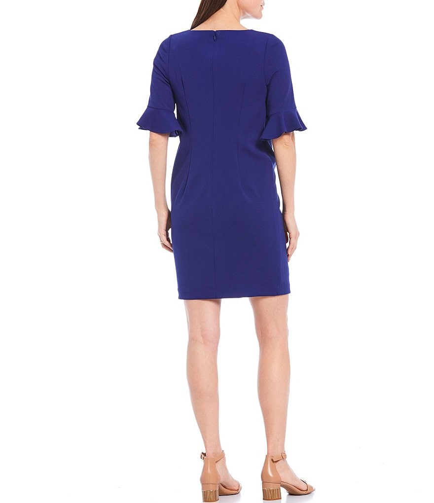 Alex Marie Kacey Ruffle Elbow Short Sleeve Round Neck Maternity Dress