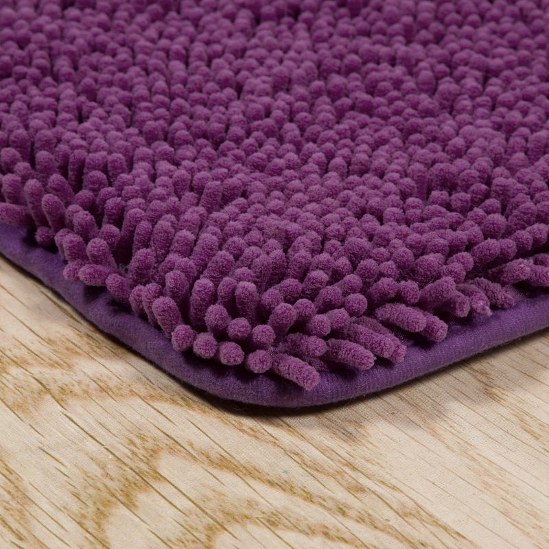 2pc Solid Memory Foam Shag Bath Mat Set Purple - Yorkshire Home